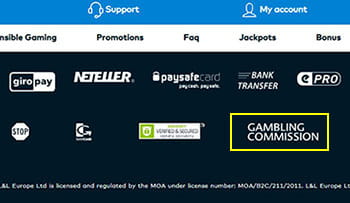 The security information in the footer of Fun Casino’s website, which features logos from the UK Gambling Commission, GamStop, GamCare and more.