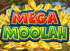 Logo of the Mega Moolah slot from Microgaming.